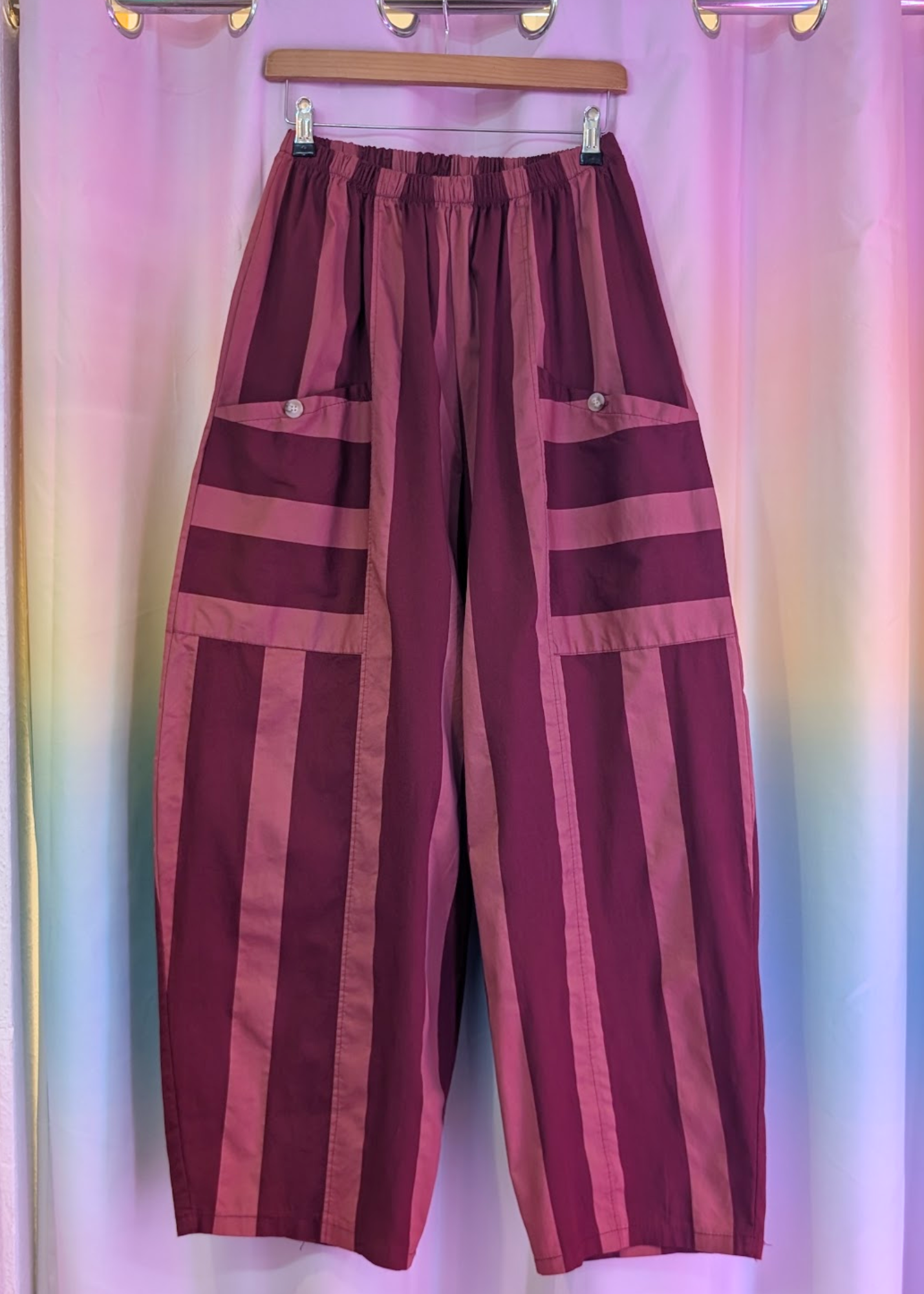 The Edit - Burgundy & Raspberry Stripe Trousers