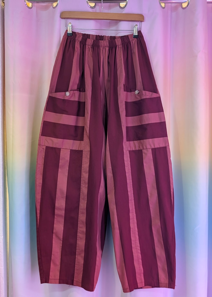 The Edit - Burgundy & Raspberry Stripe Trousers