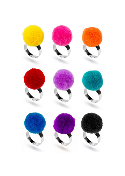 Joe Cool - Adjustable Colourful Pom Pom Rings