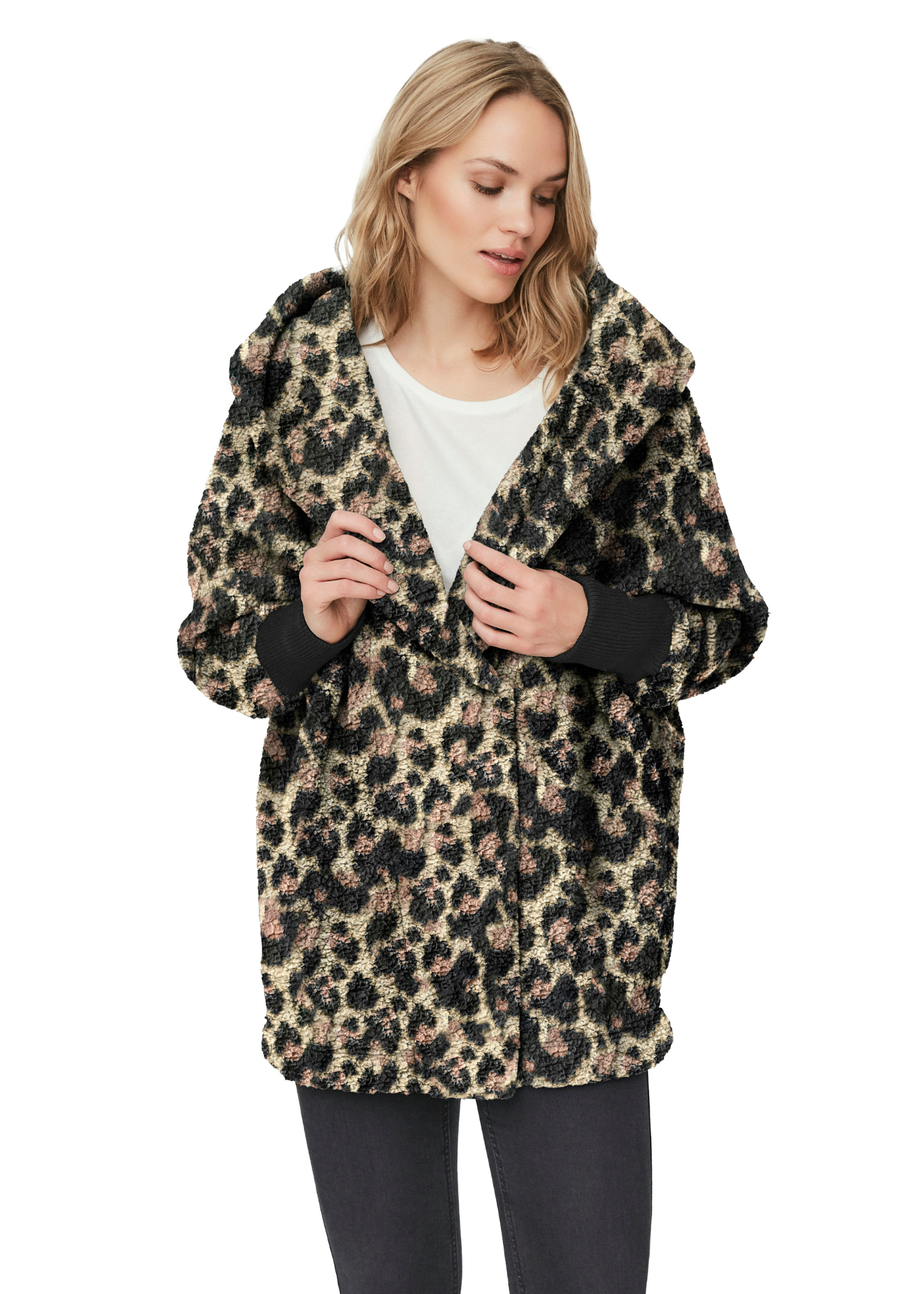 Noisy May - Leopard Print Fluffy Jacket