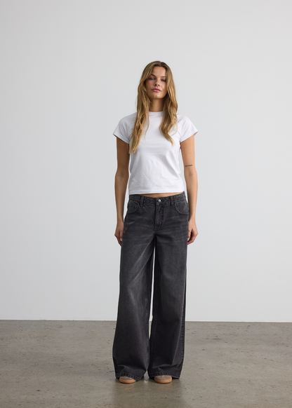 Noisy May - Kettie Black Wash Wide Leg Jeans