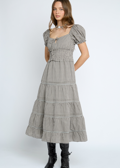 Daisy Street - Glaze Grey Check Midi Dress