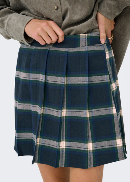 Only - Blue & Green Checked Mini Skirt