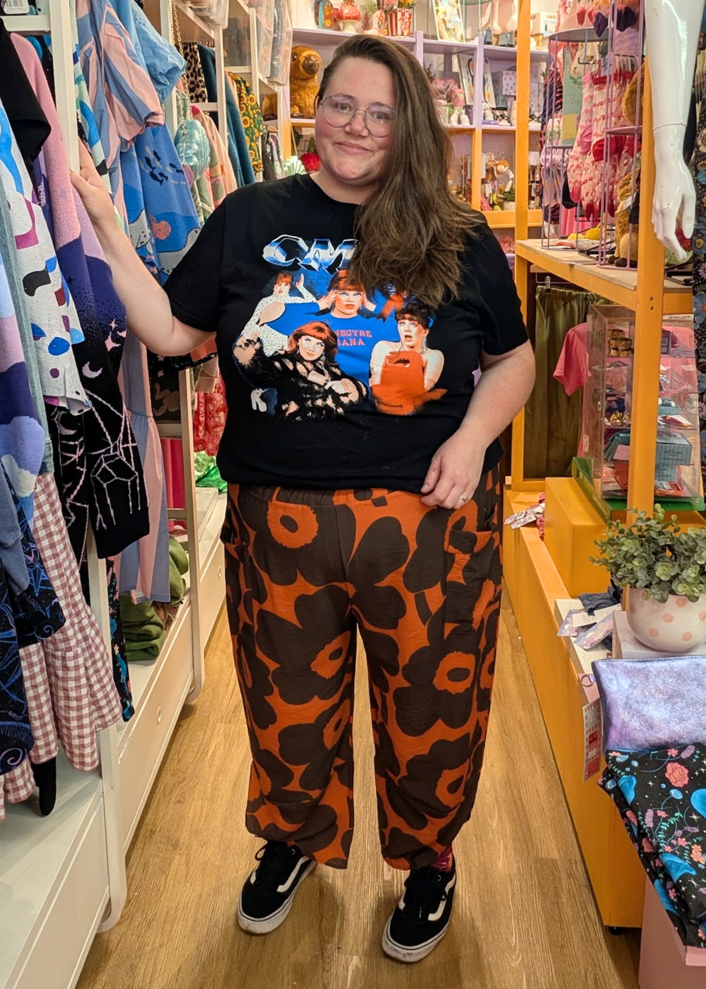 The Edit - Brown & Orange Flower Cocoon Pants