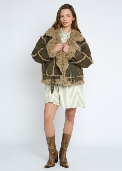 Daisy Street - Suedette Faux Fur Lined Coat
