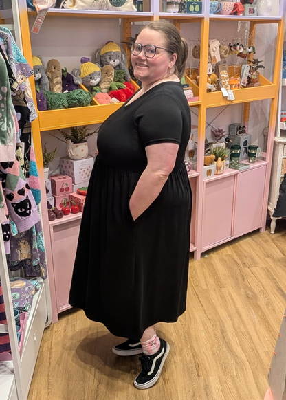 The Edit - Black Smock Dress with Pockets