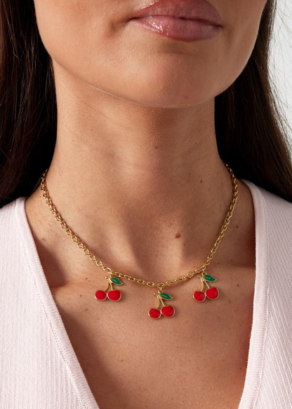 The Edit - Cherry Trio Necklace in Gold