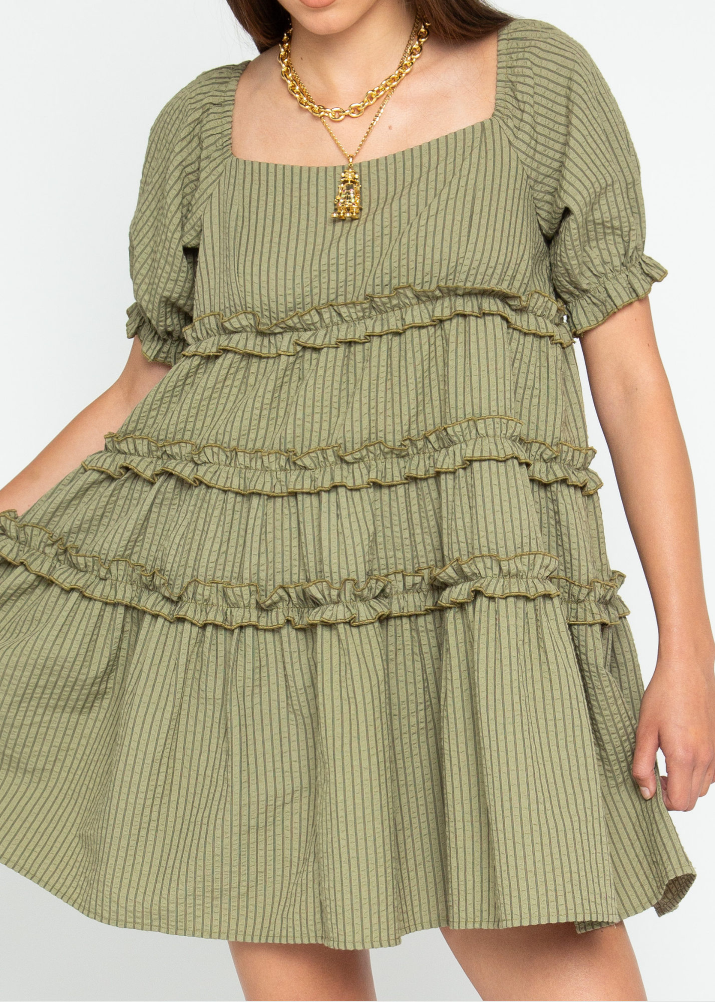 Daisy Street - Pine Striped Oversized Smock Dress