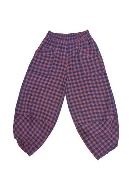The Edit - Red & Blue Checked Gingham Tulip Cocoon Trousers