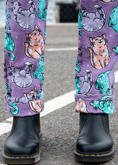 Rebel Romance x Abi Perry - Purrfect Cats Stretch Dungarees