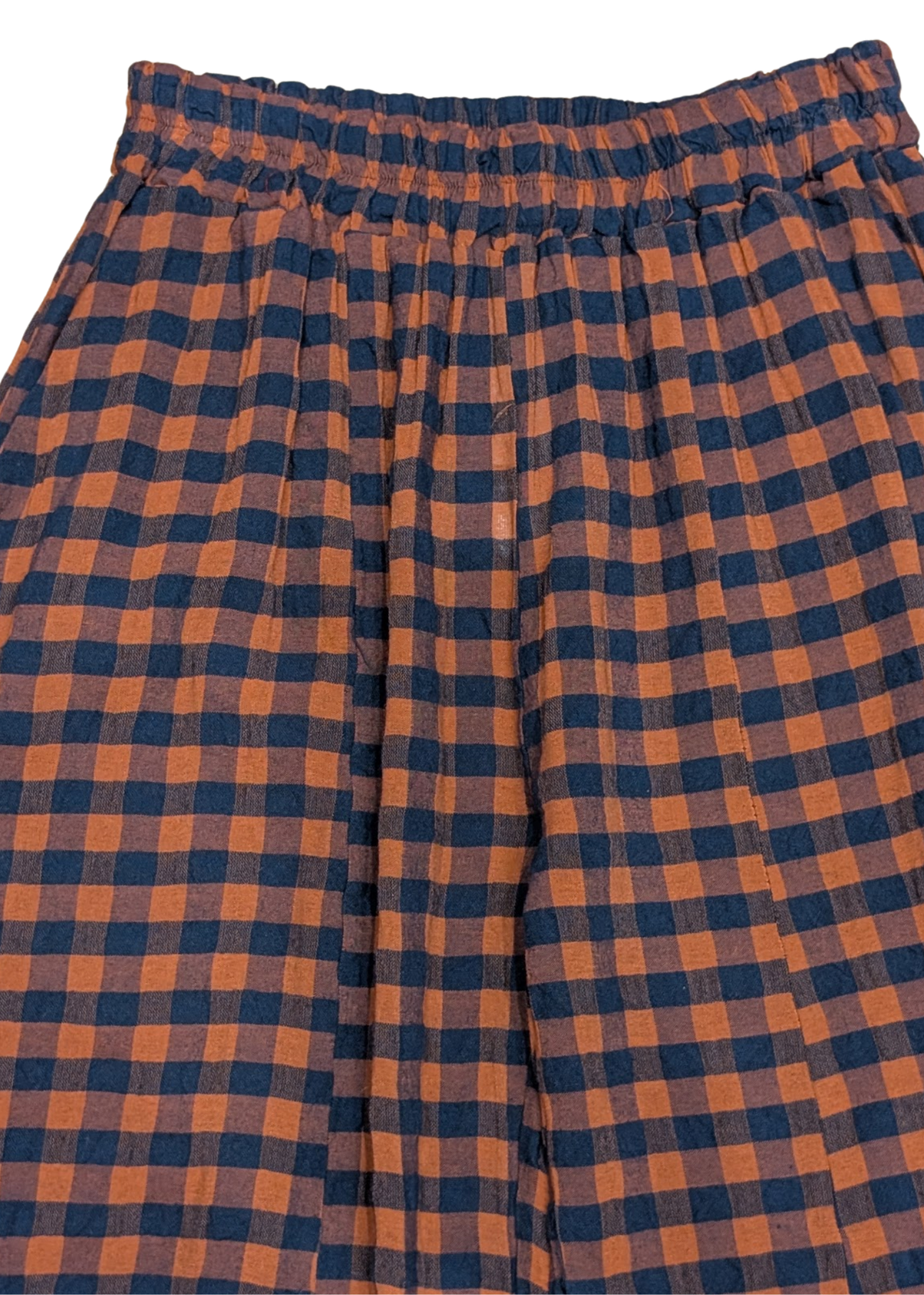 The Edit - Orange & Navy Checked Gingham Balloon Trousers