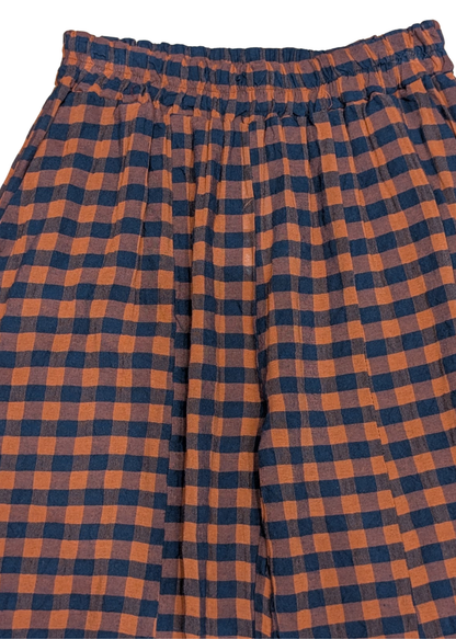 The Edit - Orange & Navy Checked Gingham Balloon Trousers