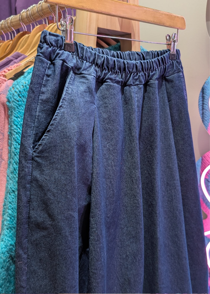 The Edit - Blue Denim Stretch Twill Cocoon Trousers