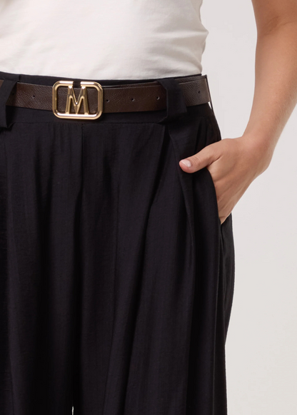 The Edit - Black Wide Leg Palazzo Trousers with Belt