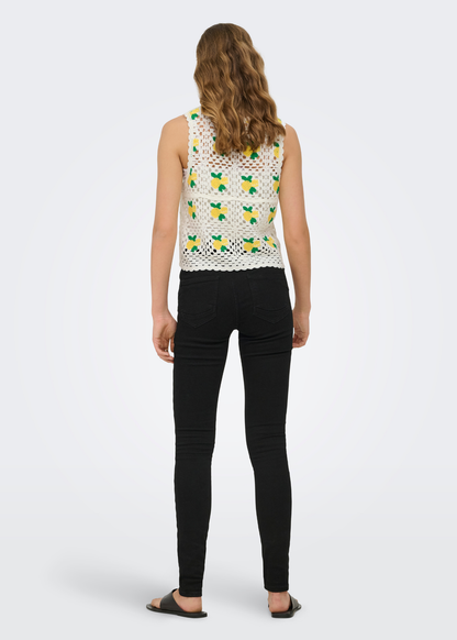 Only - Lemons Crochet Detail Knit Vest