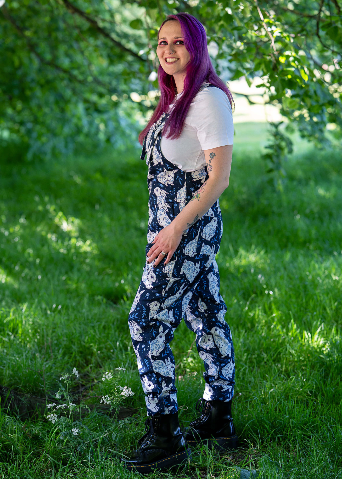 Rebel Romance x Abi Perry - Bunnies Stretch Dungarees
