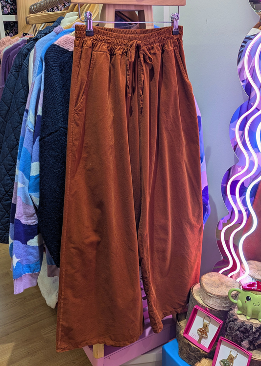 The Edit - Orange Corduroy Wide Leg Trousers