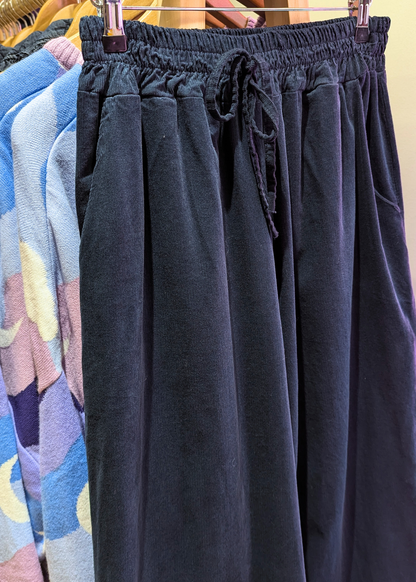The Edit - Deep Navy Corduroy Wide Leg Trousers