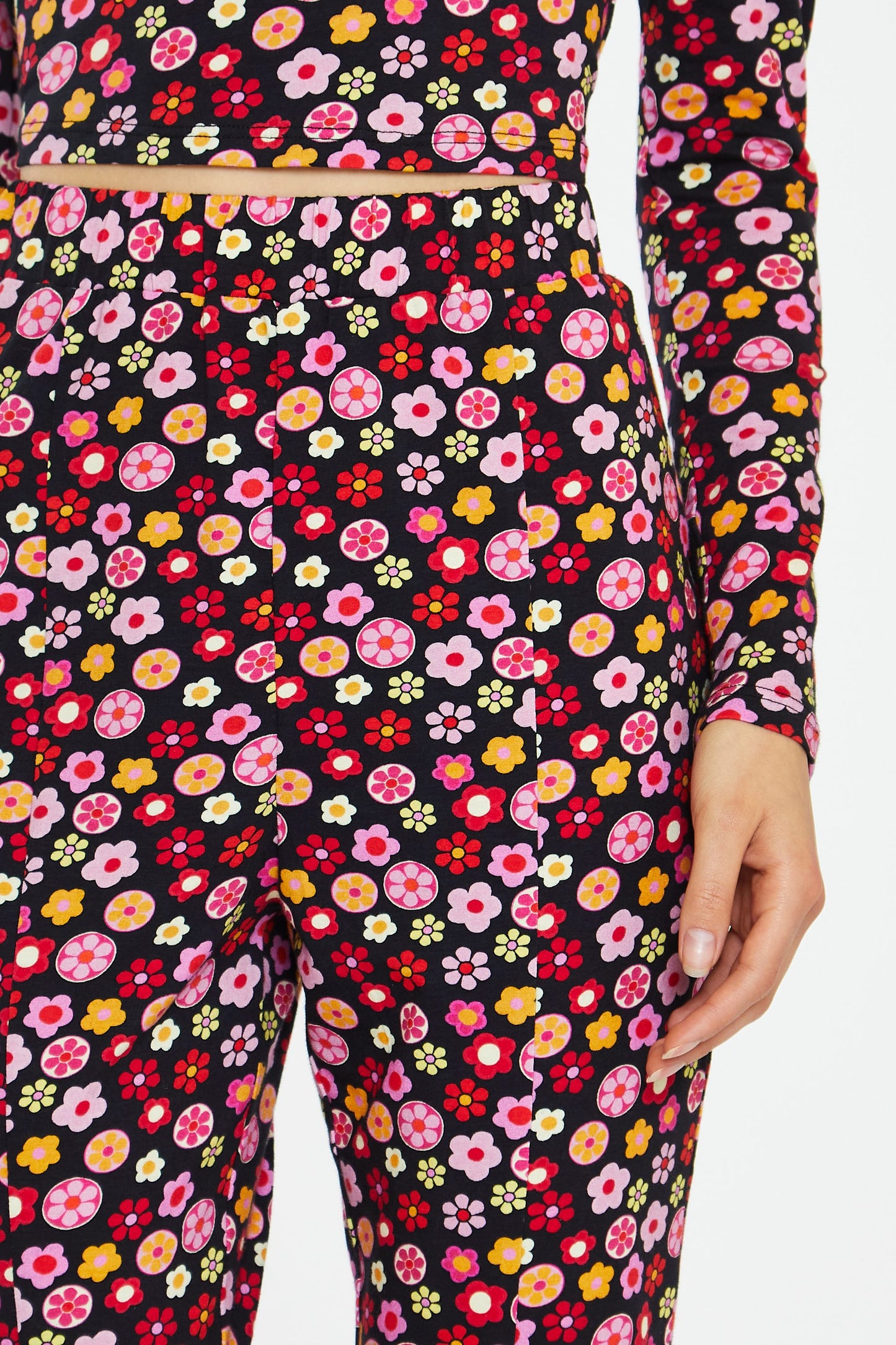 Glamorous - Colourful 60s Flower Stretch Flares
