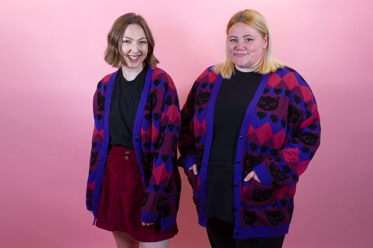 Home of Rainbows - Berry Kitty Knit Cardigan