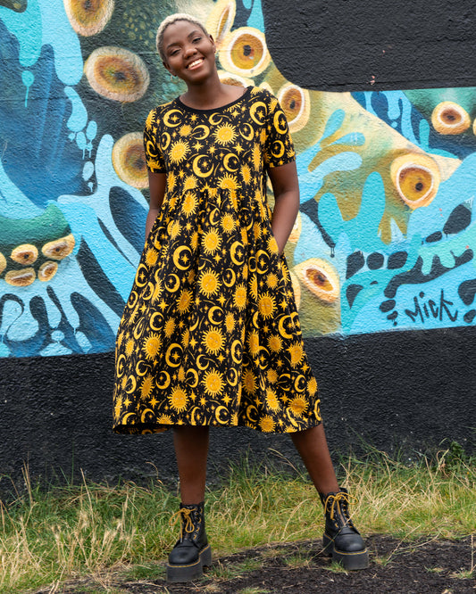 Rebel Romance - Celestial Midi Stretch Smock Dress
