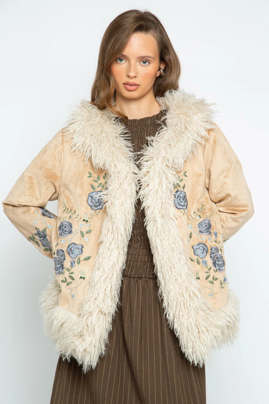 Daisy Street - Cream Chelsea Short Afghan Coat