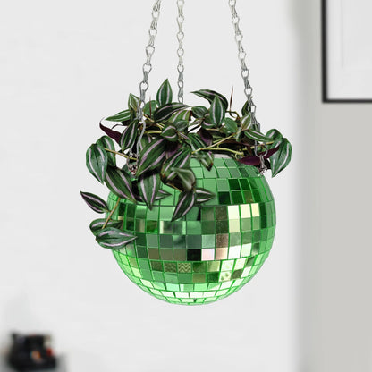 Bubblegum Stuff - Disco Ball Hanging Planter in Green