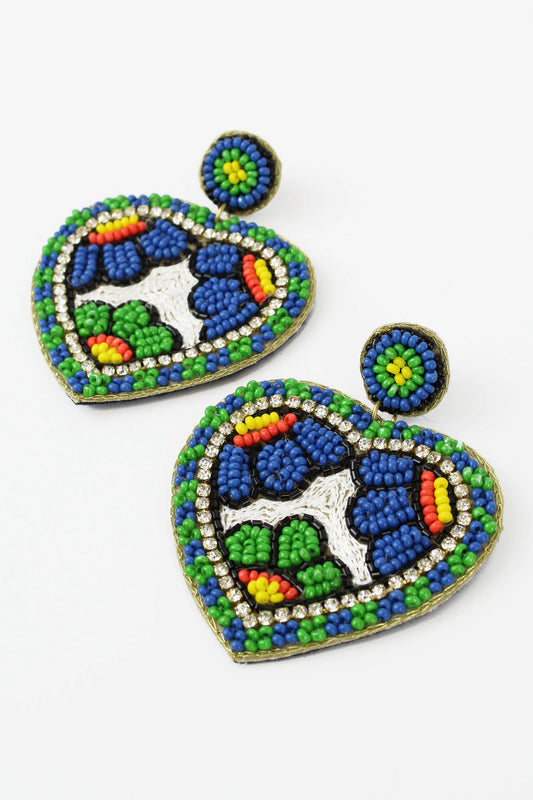 My Doris - Green Flower Heart Earrings