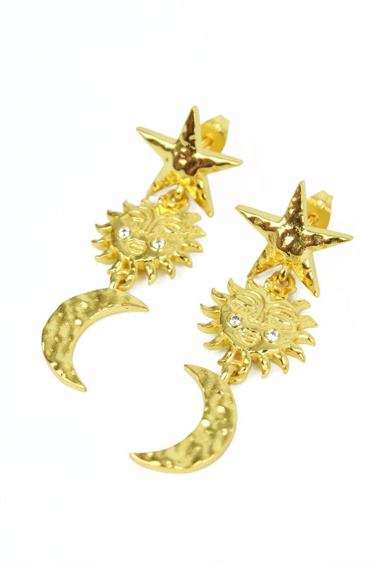 My Doris - Gold Celestial Drop Earrings