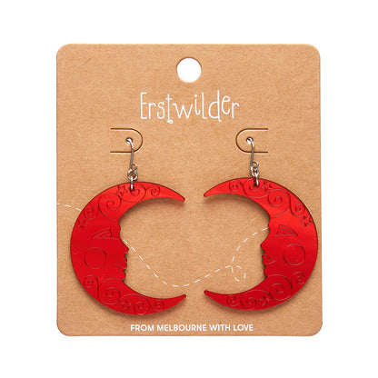 Erstwilder - Moon Mirror Drop Earrings in Red