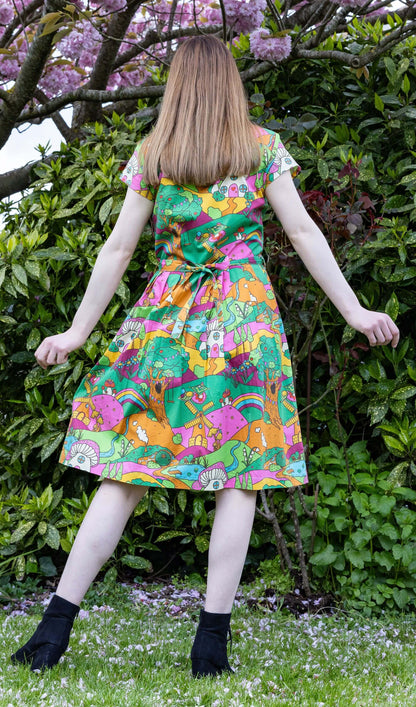 Run & Fly x The Mushroom Babes Hills Stretch Belted Tea Dress with Pockets