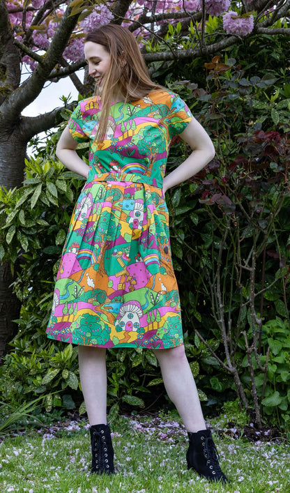 Run & Fly x The Mushroom Babes Hills Stretch Belted Tea Dress with Pockets