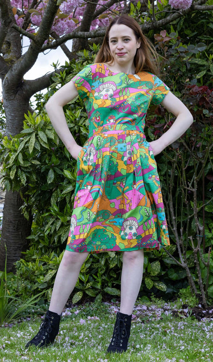 Run & Fly x The Mushroom Babes Hills Stretch Belted Tea Dress with Pockets