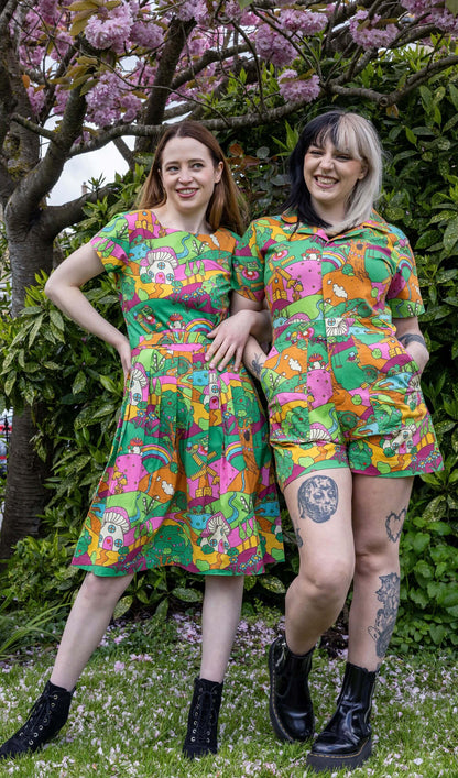 Run & Fly x The Mushroom Babes Hills Stretch Belted Tea Dress with Pockets