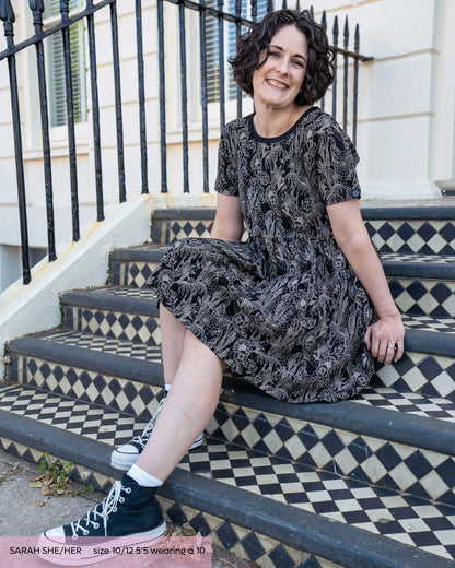 Rebel Romance - Black Floral Cobweb Stretch Smock Dress