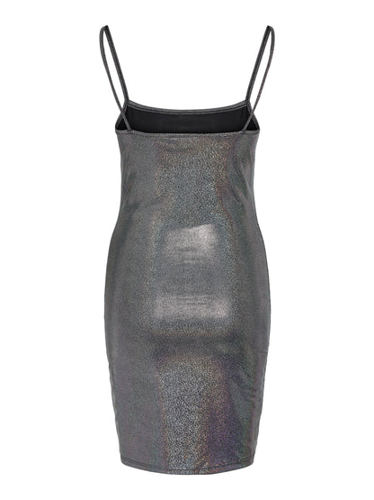 Noisy May -  Holographic Silver Singlet Mini Dress