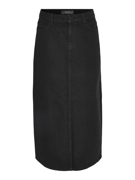 Noisy May - Long Black Denim Skirt with Side Slit