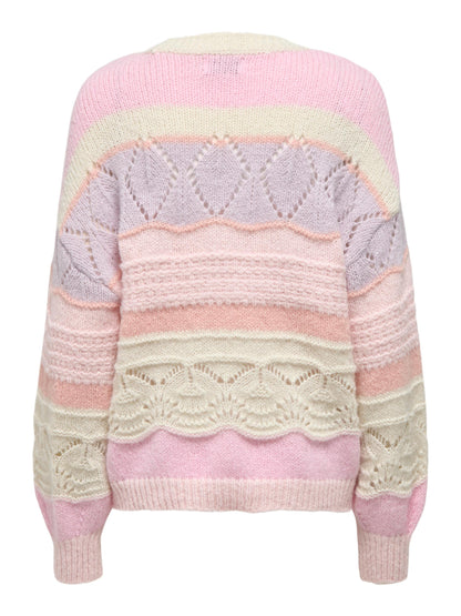 Only -  Pastel Candy Stripe Mixed Knit Jumper