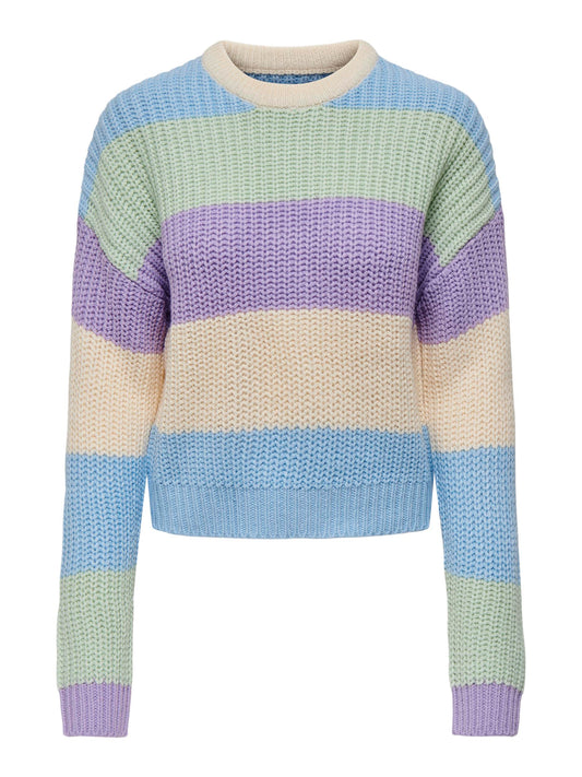 Only - Candy Pastel Stripe Knit Jumper in Blue & Lilac
