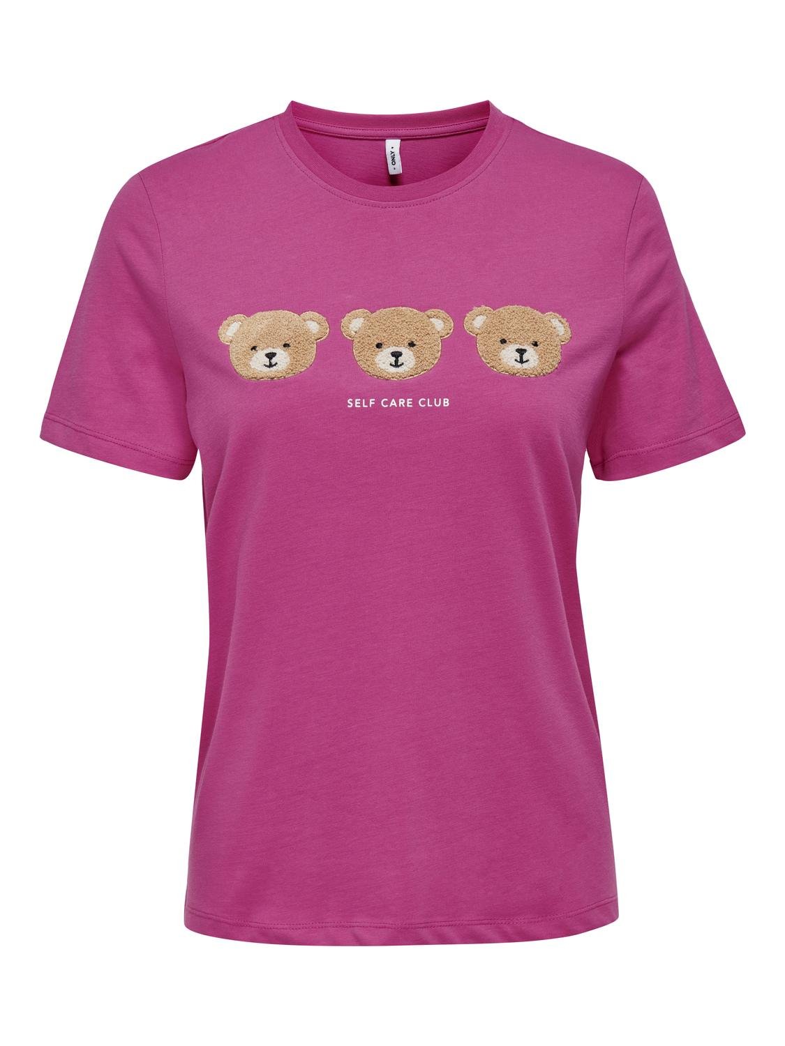 Only - Flocked Teddy Club Pink Tee