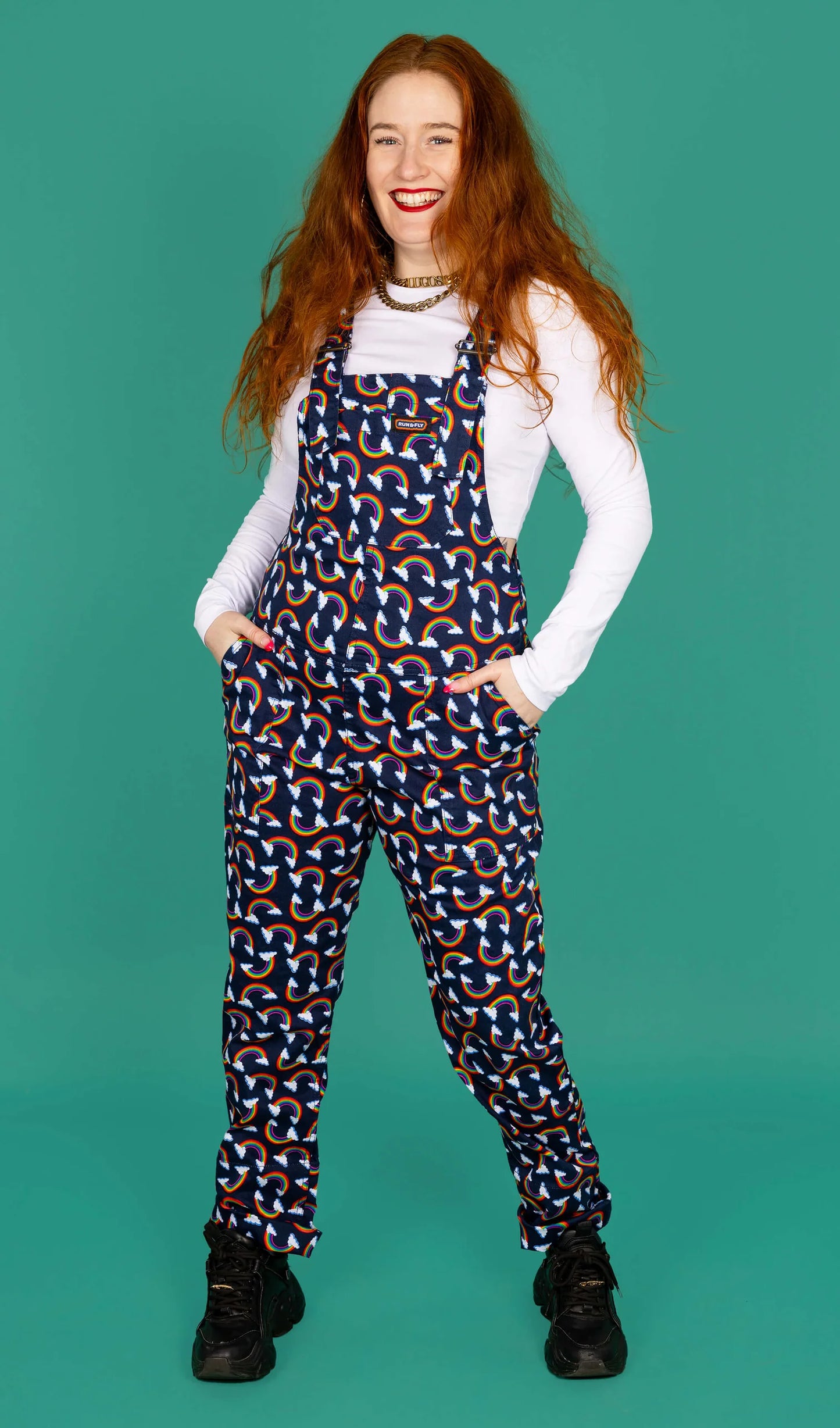 Run & Fly - Over the Rainbow & Clouds Stretch Twill Dungarees