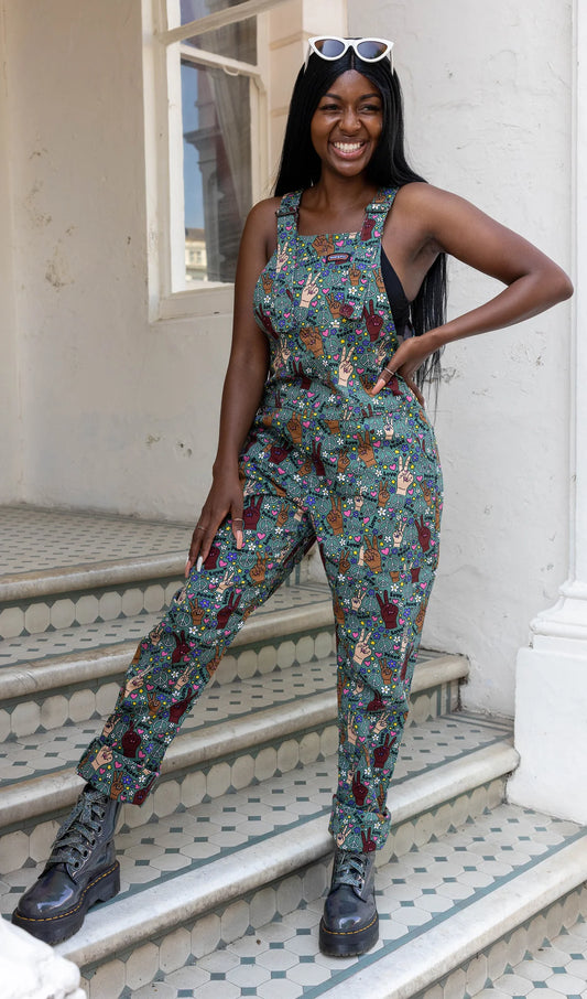 Run & Fly - Peace and Love Stretch Twill Dungarees