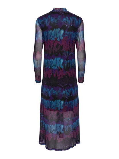 Pieces - Jewel Tone Tie Dye Mesh Maxi Dress