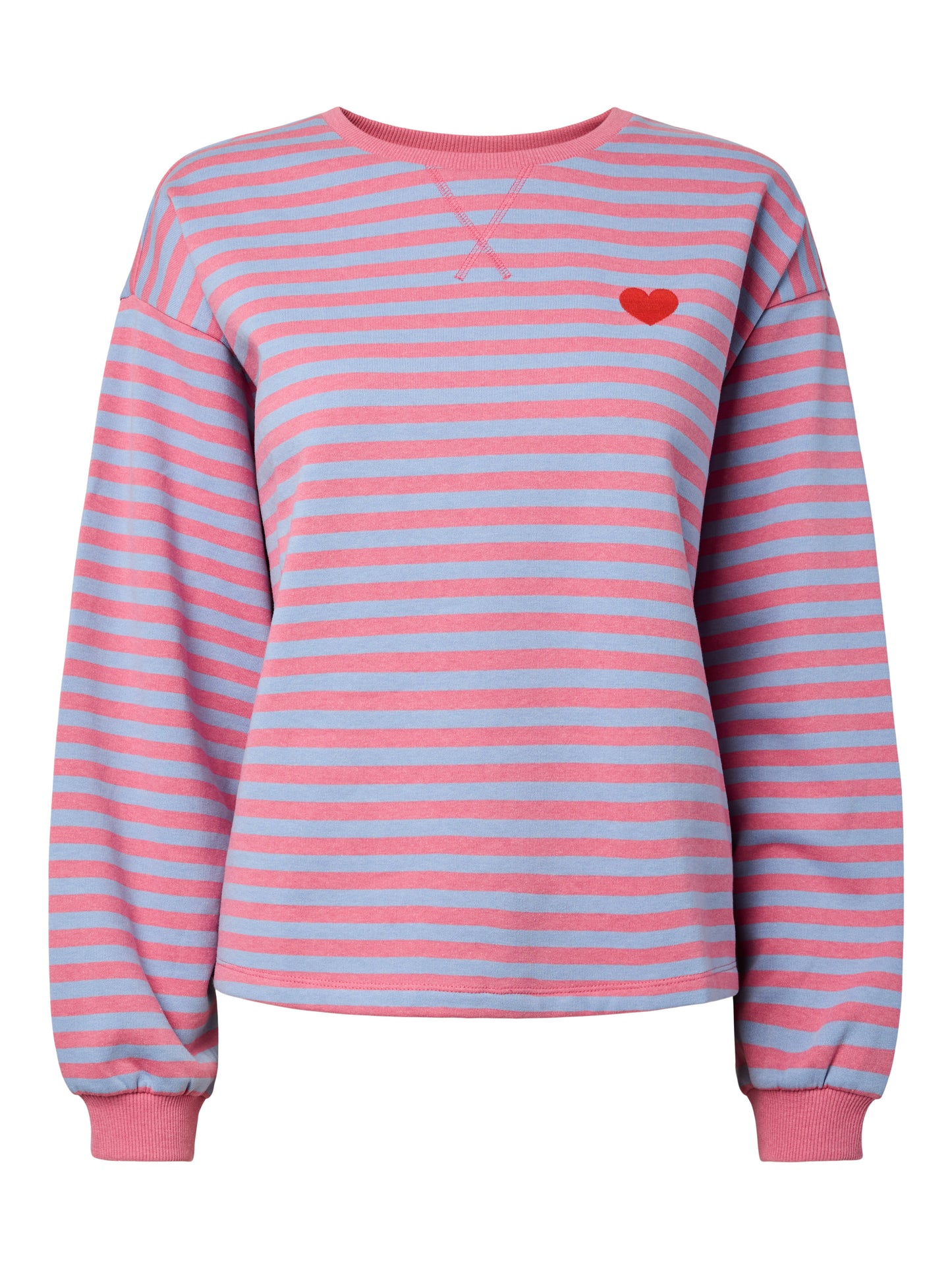 Pieces - Blue Raspberry Lemonade Stripe Sweater with Embroidered Heart