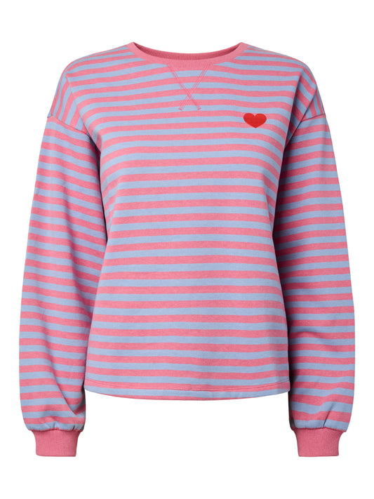 Pieces - Blue Raspberry Lemonade Stripe Sweater with Embroidered Heart