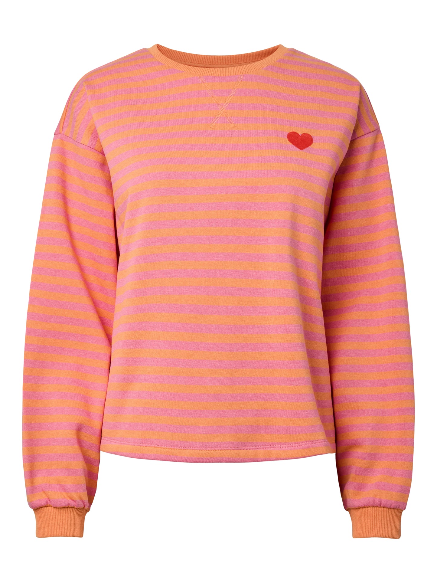 Pieces - Pink Lemonade Stripe Sweater with Embroidered Heart
