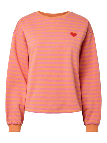 Pieces - Pink Lemonade Stripe Sweater with Embroidered Heart