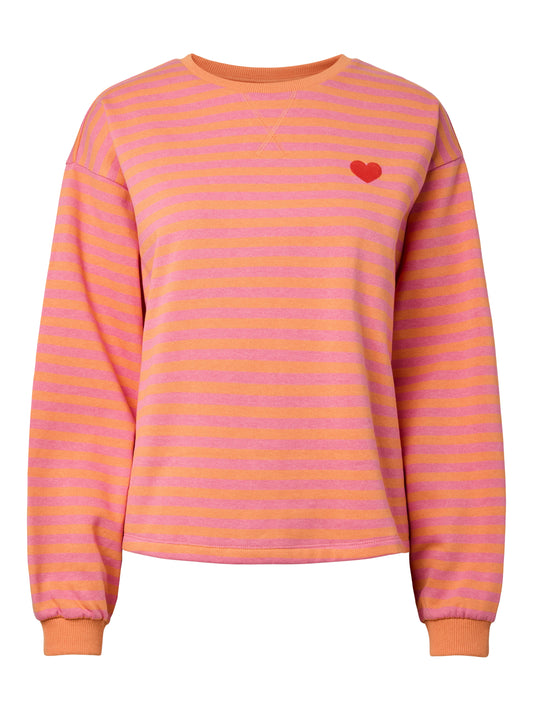 Pieces - Pink Lemonade Stripe Sweater with Embroidered Heart