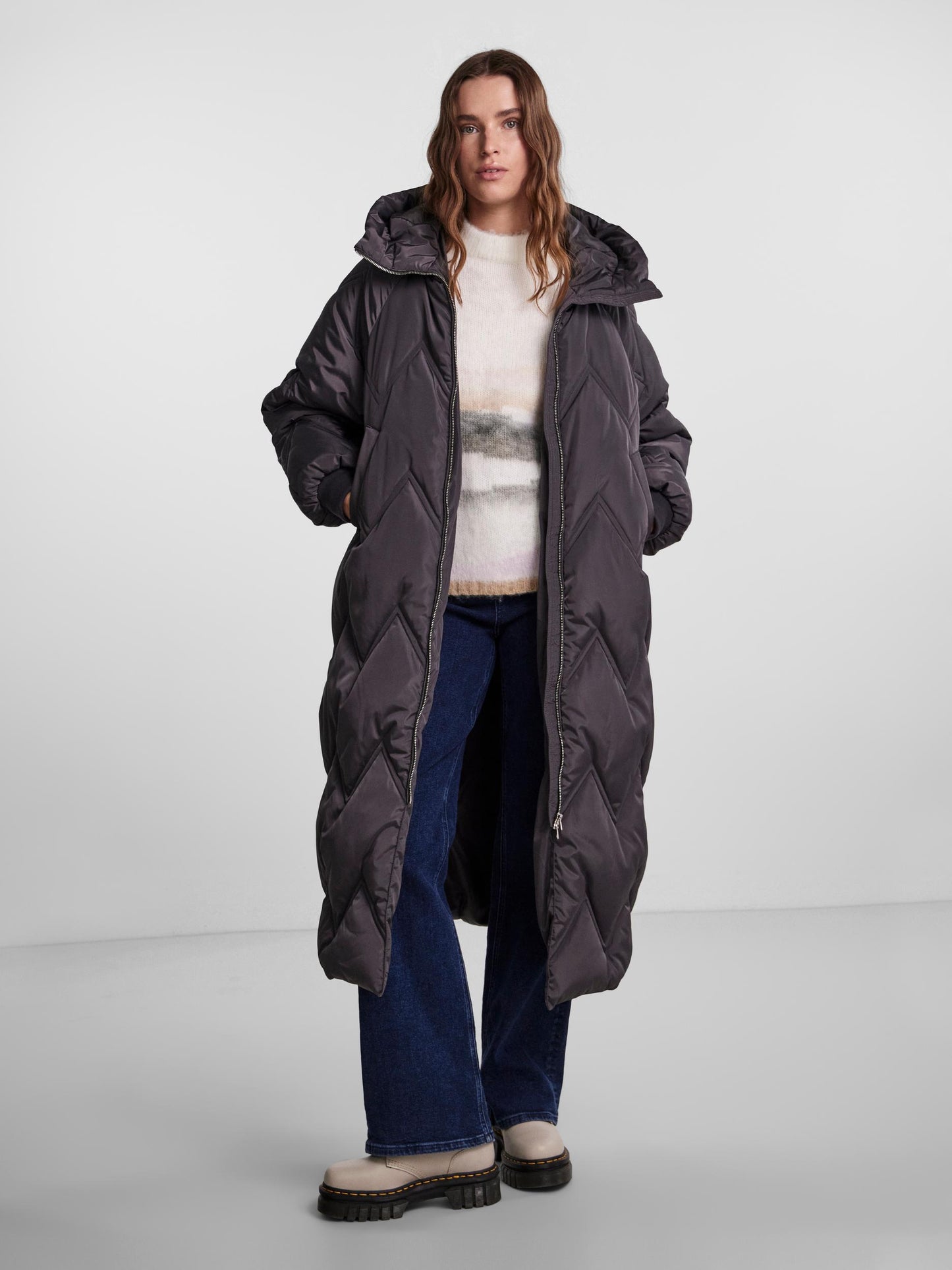 Pieces - Magnet Zig Zag Quilted Puffer Coat