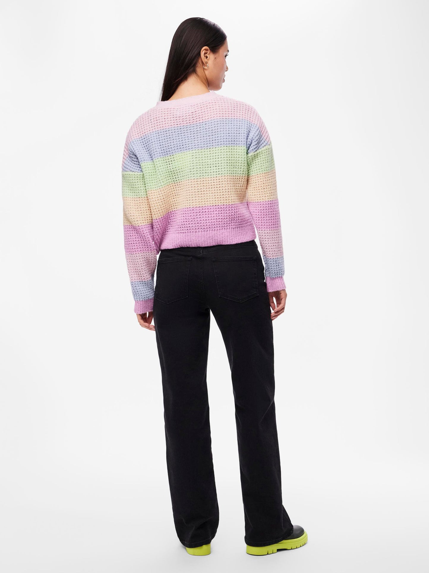 Pieces - Multi-coloured Pastel Stripe Knit Cardigan